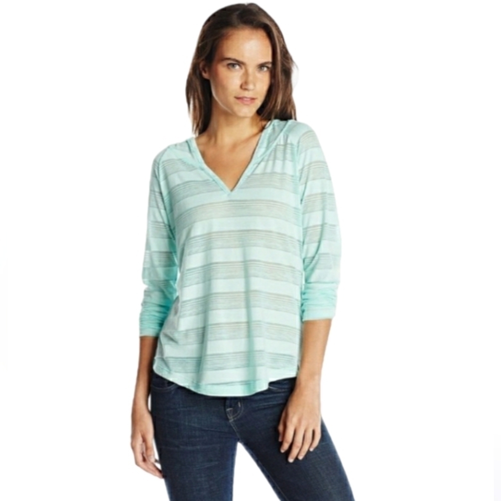 Columbia Mint Green Striped V-Neck Hoodie